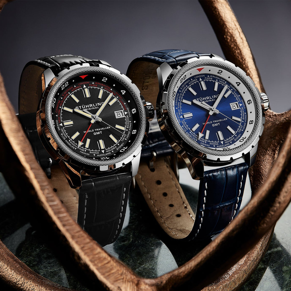 Stührling Global Voyager 1014 GMT 42mm World Timer Watch