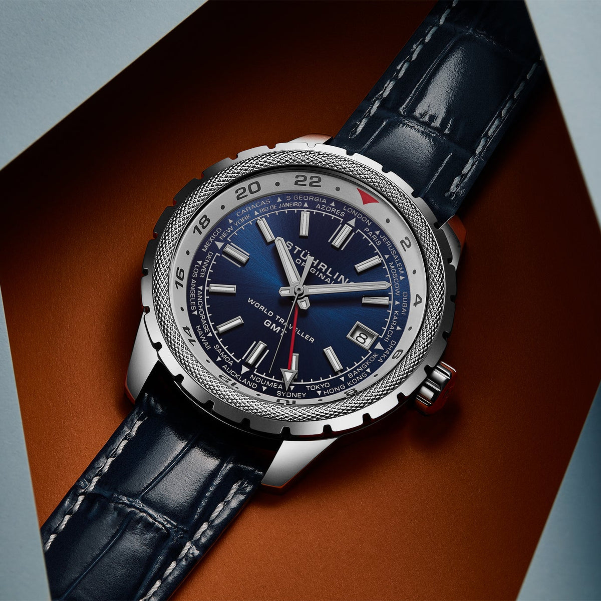 Stührling Global Voyager 1014 GMT 42mm World Timer Watch
