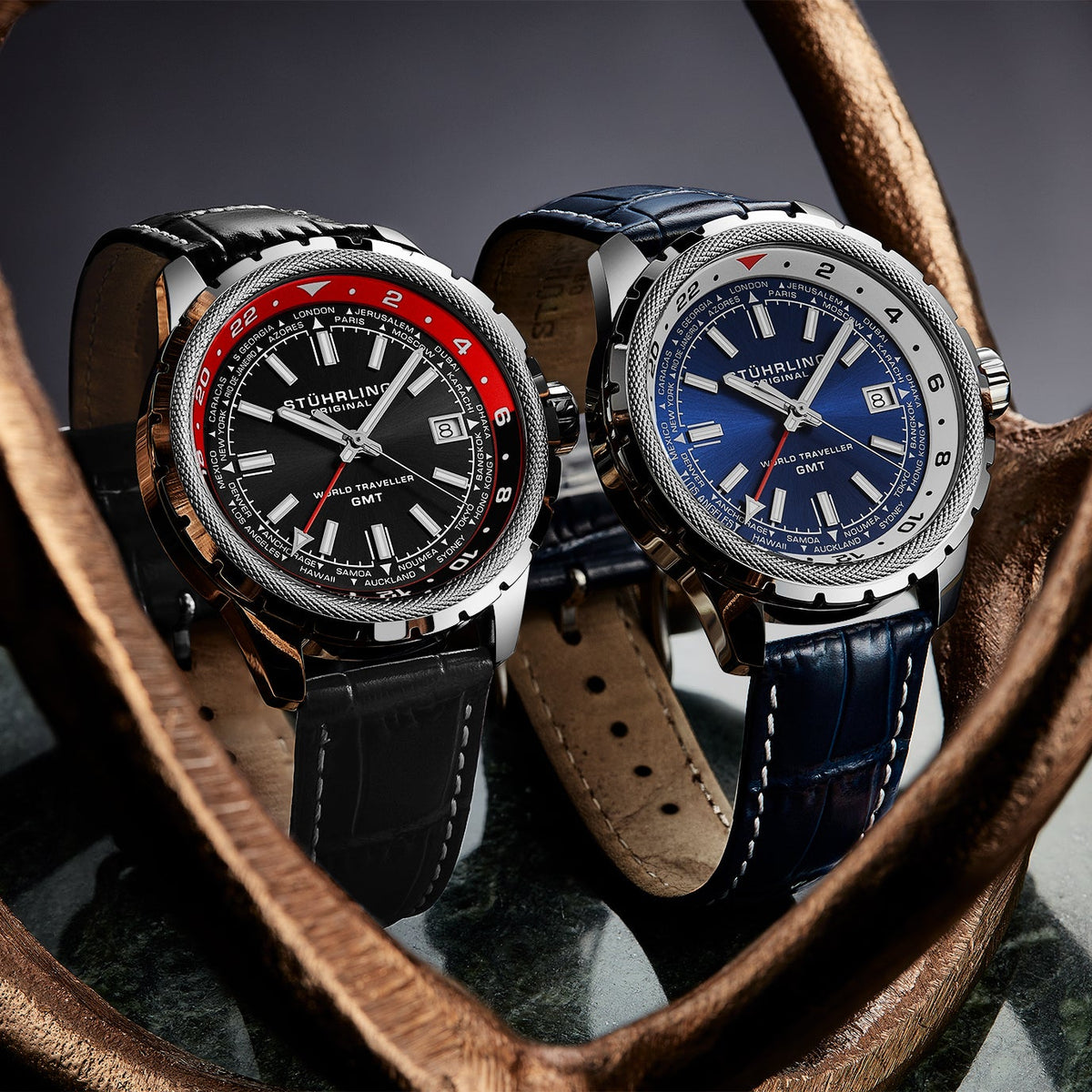 Stührling Global Voyager 1014 GMT 42mm World Timer Watch