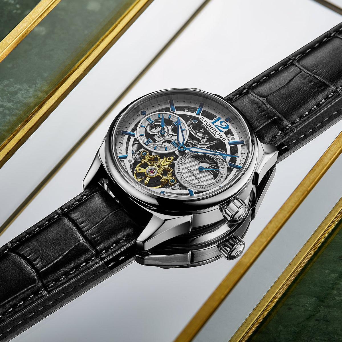 Stührling Vanguard 1019 Dual Time Automatic 42mm Skeleton