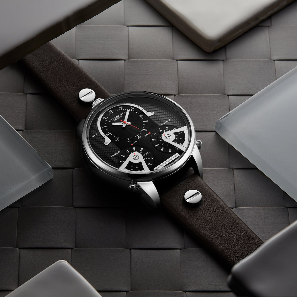 Stührling TerraTime Triple-Time 4051 Quartz 50mm