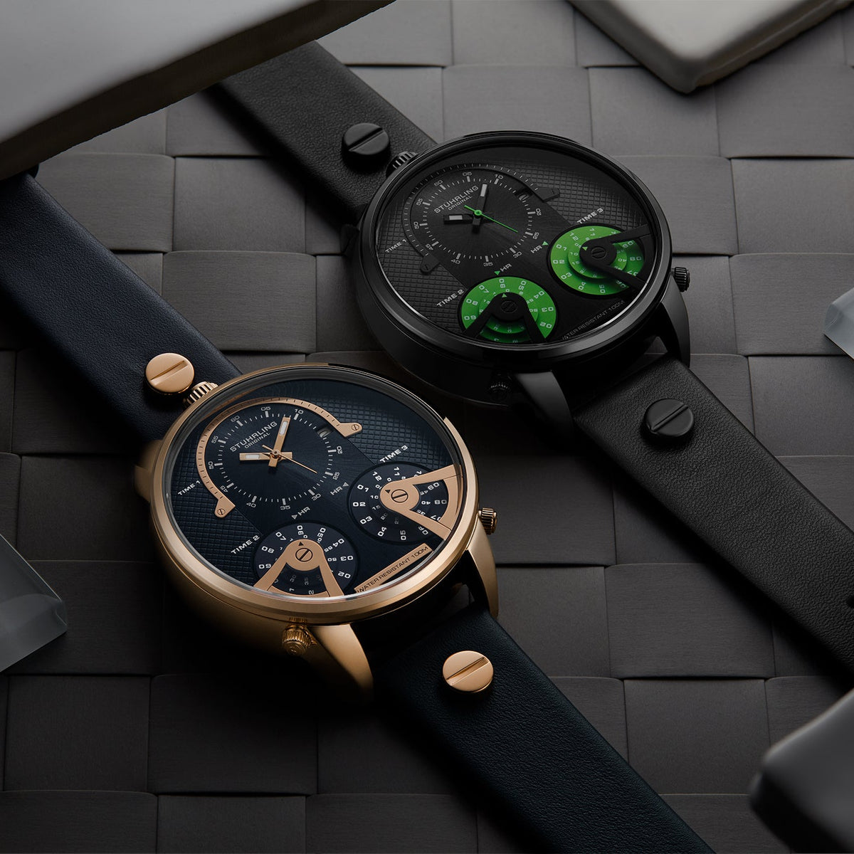 Stührling TerraTime Triple-Time 4051 Quartz 50mm