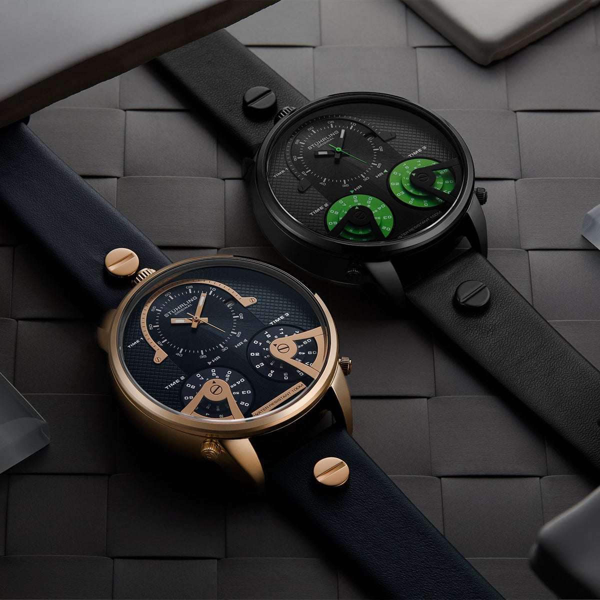 Stührling TerraTime Triple-Time 4051 Quartz 50mm