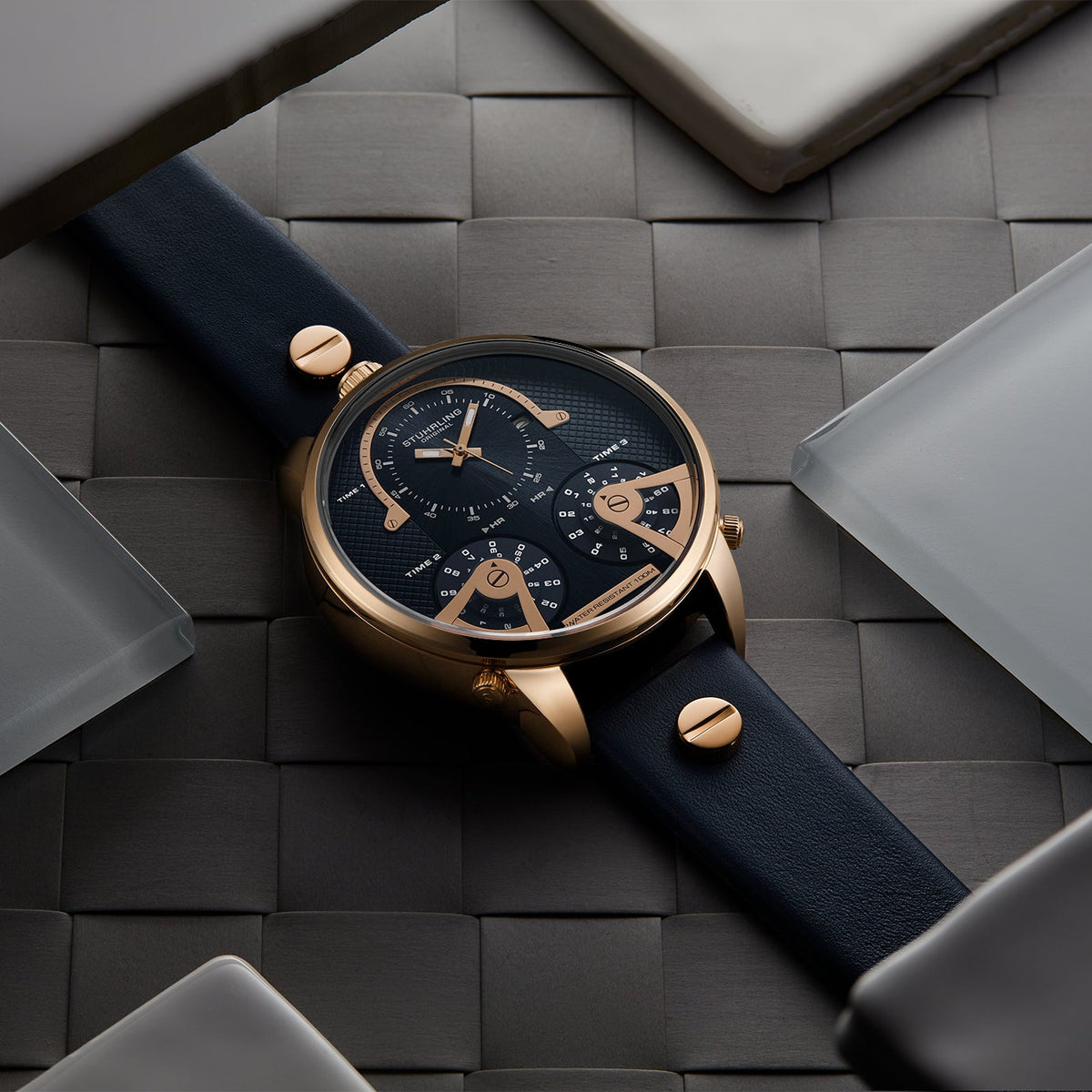 Stührling TerraTime Triple-Time 4051 Quartz 50mm