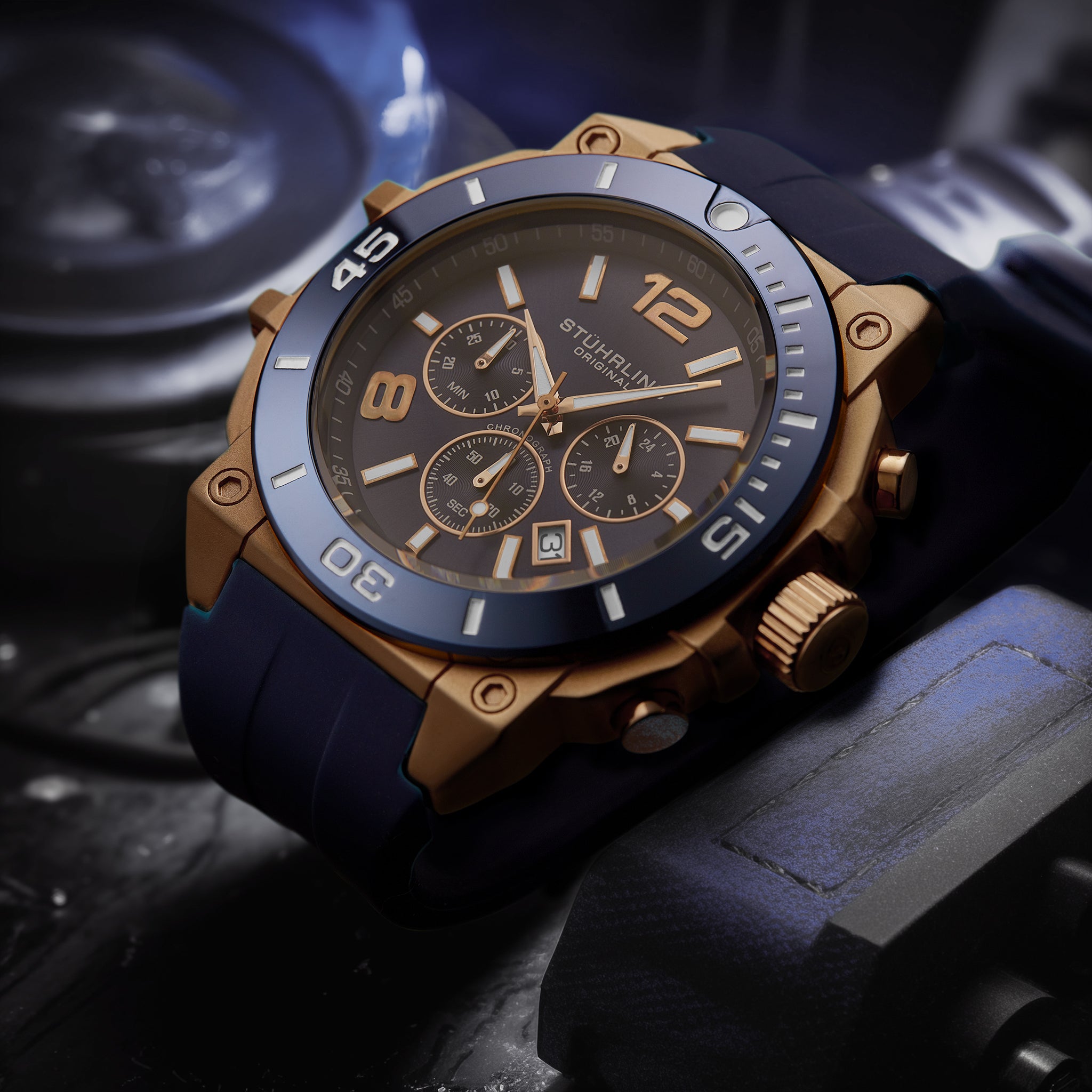Stührling Spectra 4054 Japanese Quartz Chronograph 50mm Watch