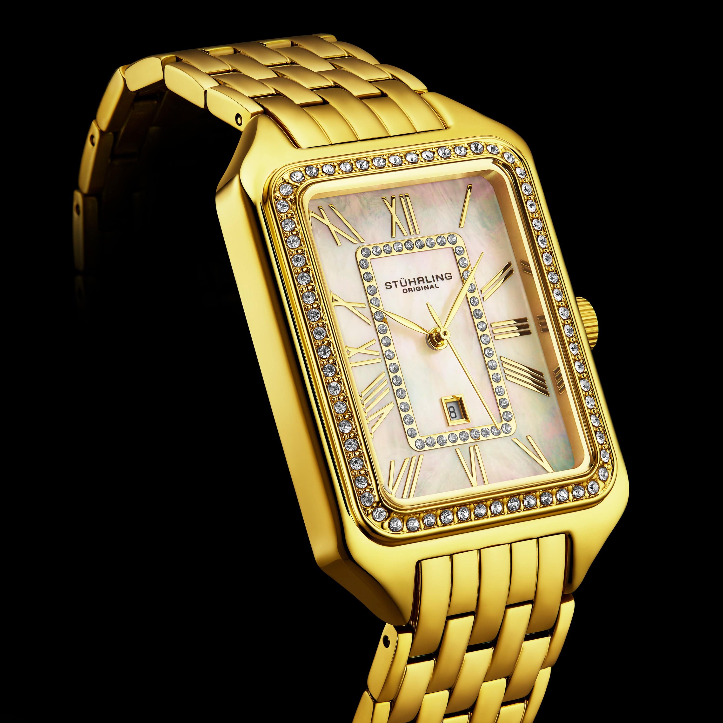 Lustra 32mm Rectangle Quartz Fashion Watch with Crystals