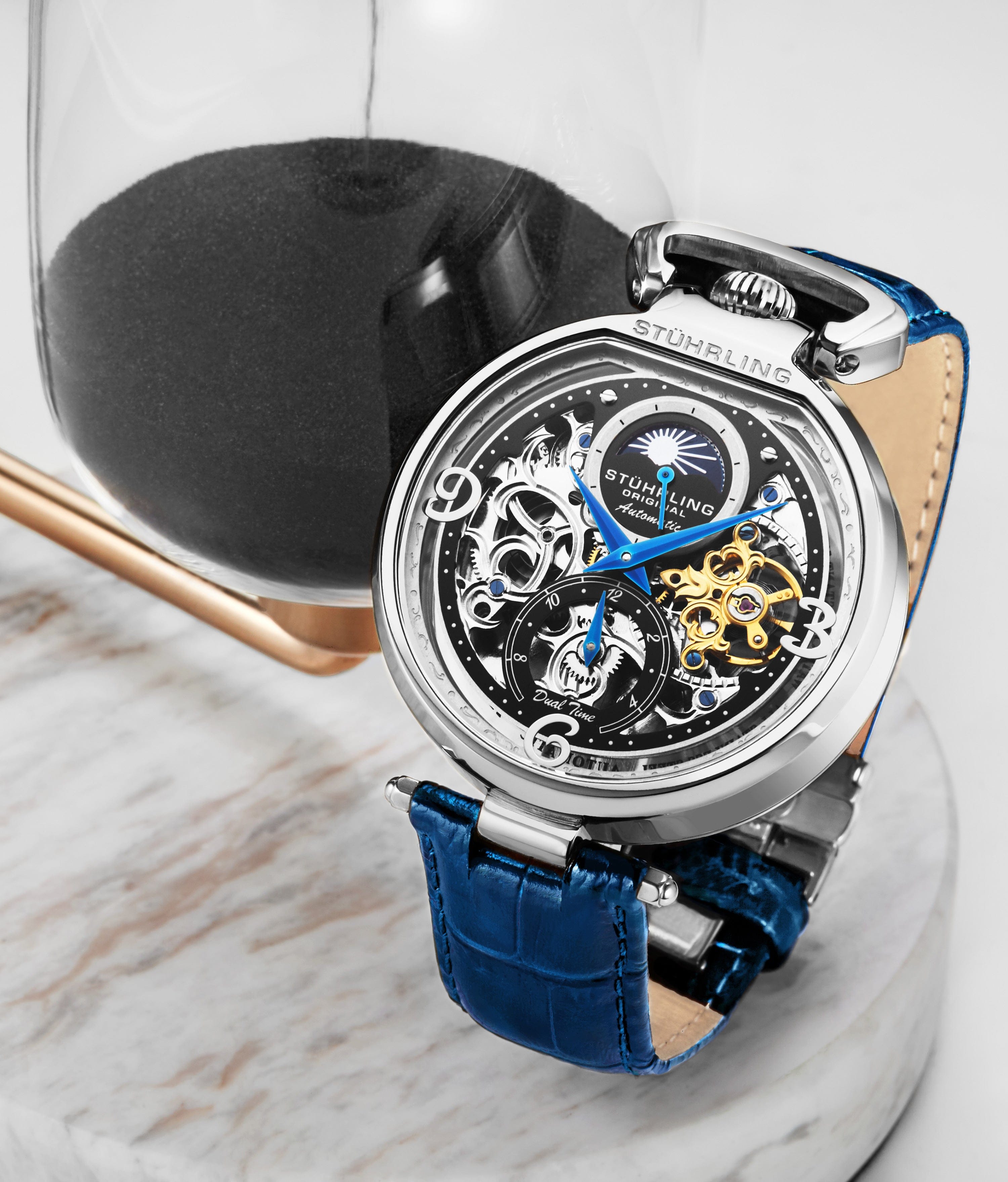 Stührling Modena 3954 Dual Time Automatic 46mm Skeleton