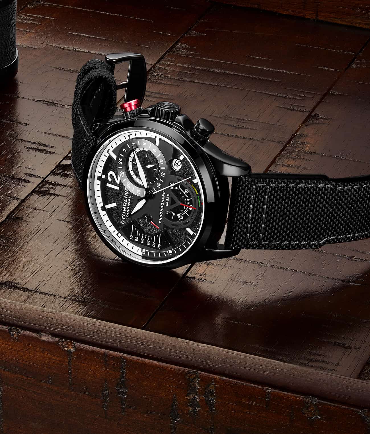 Black Dial / Black Case / Black Leather Strap Black Tang Buckle