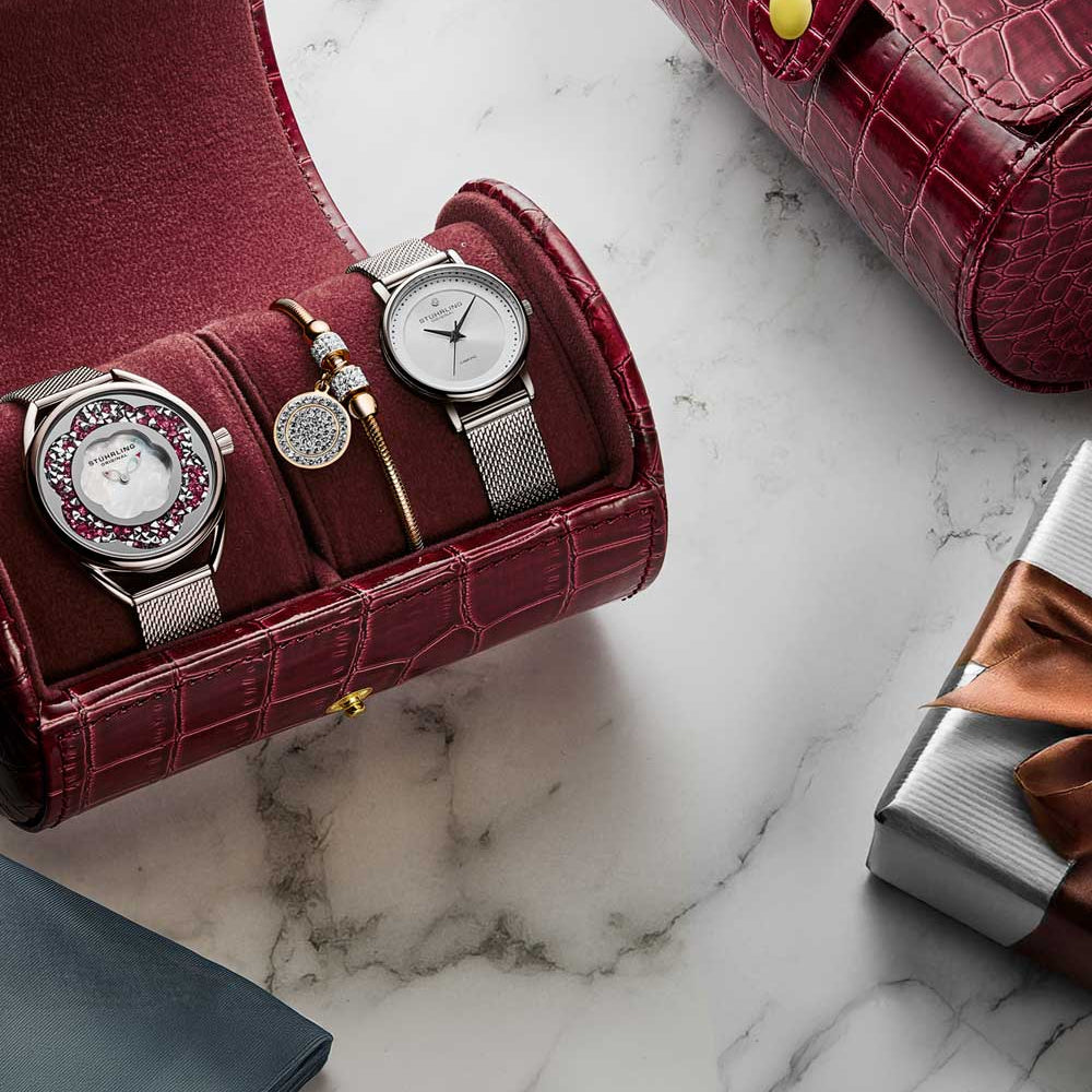 Women\'s Red Quilted Wallet & Watch Gift Set Leather Quilted Women main image 4