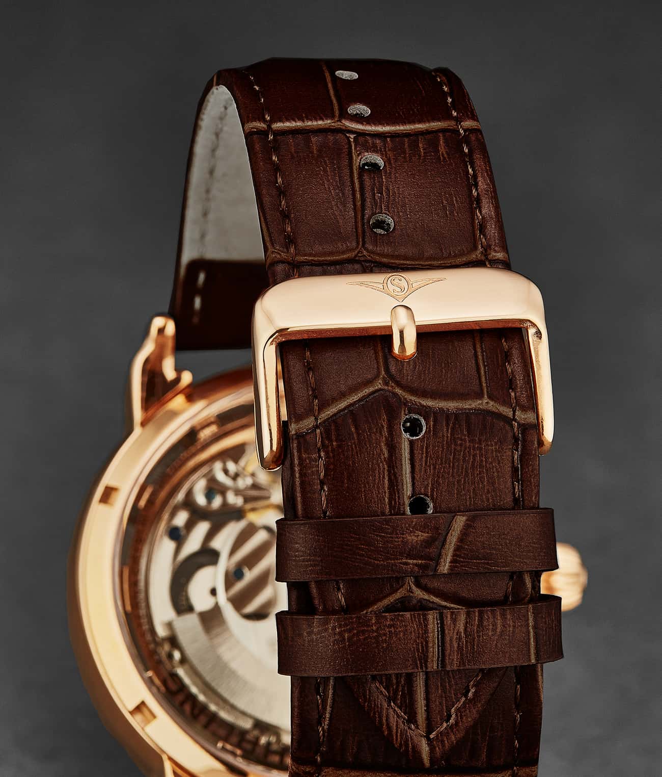 Alligator Embossed Brown Leather 24mm Strap