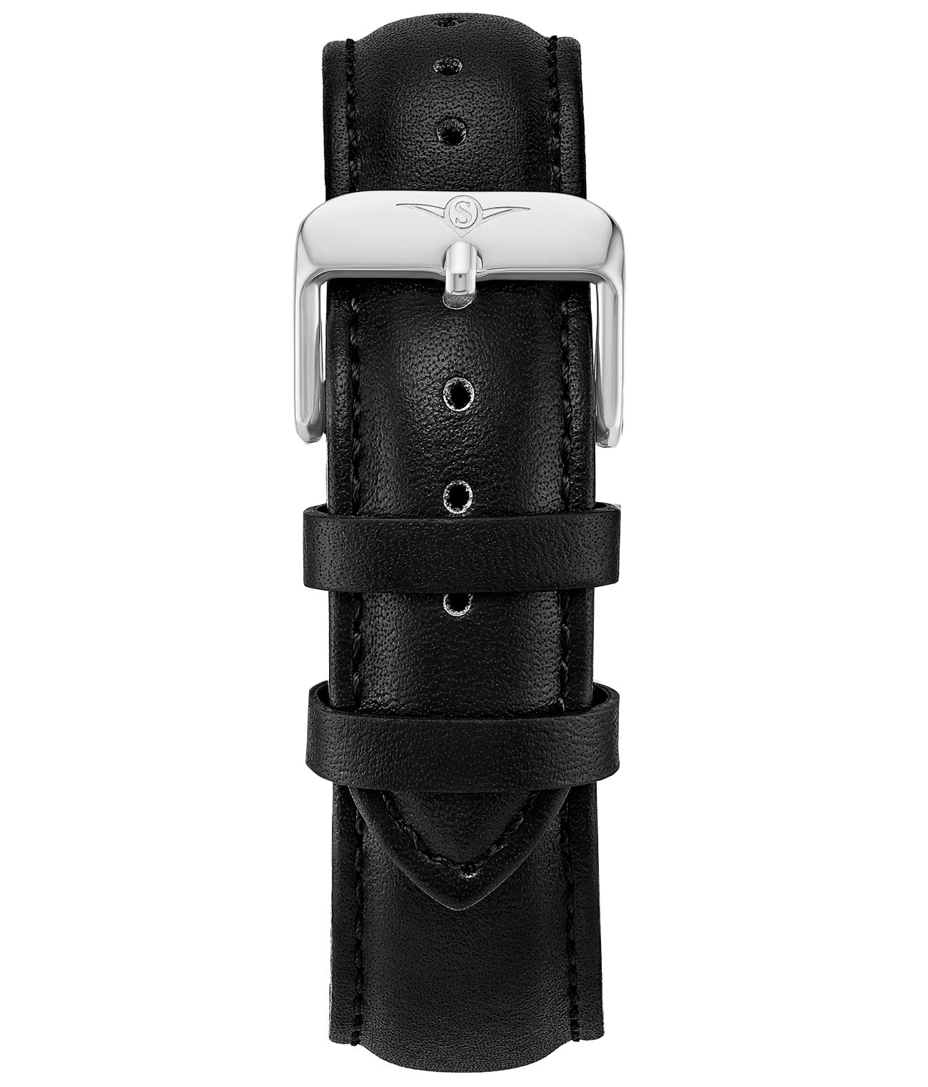 Genuine Plain Leather Black 20mm Strap