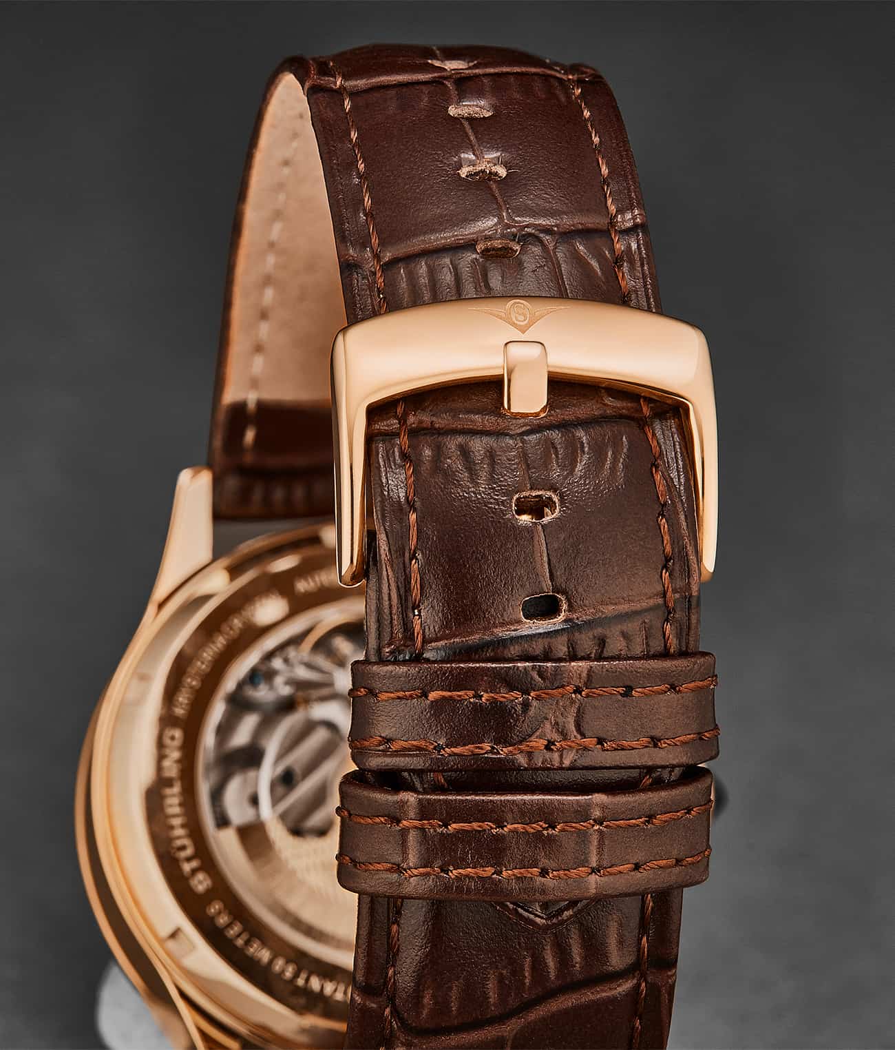 Alligator Embossed Brown Leather 24mm Strap