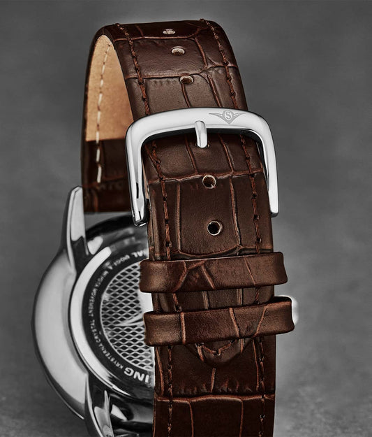 Alligator Embossed Brown Leather 20mm Strap