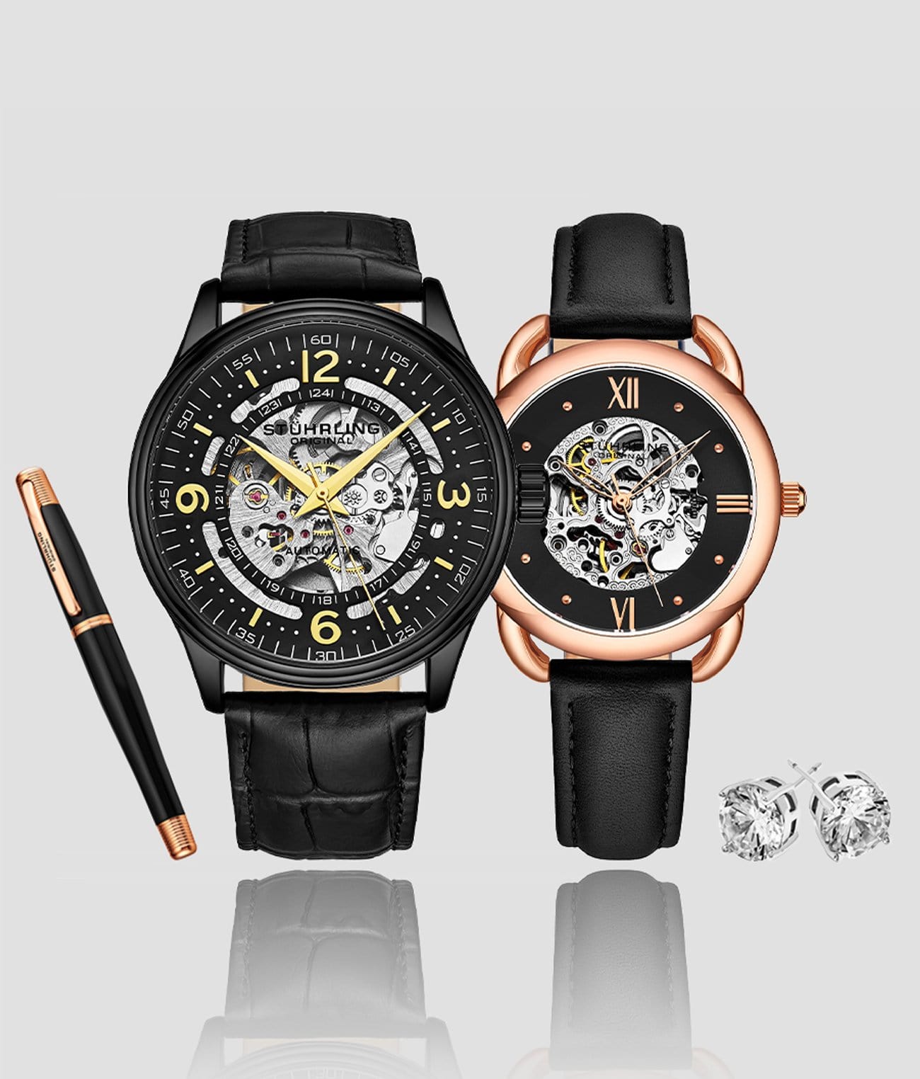 Stunning Skeletons Set with Signature Pen and Stud Earrings