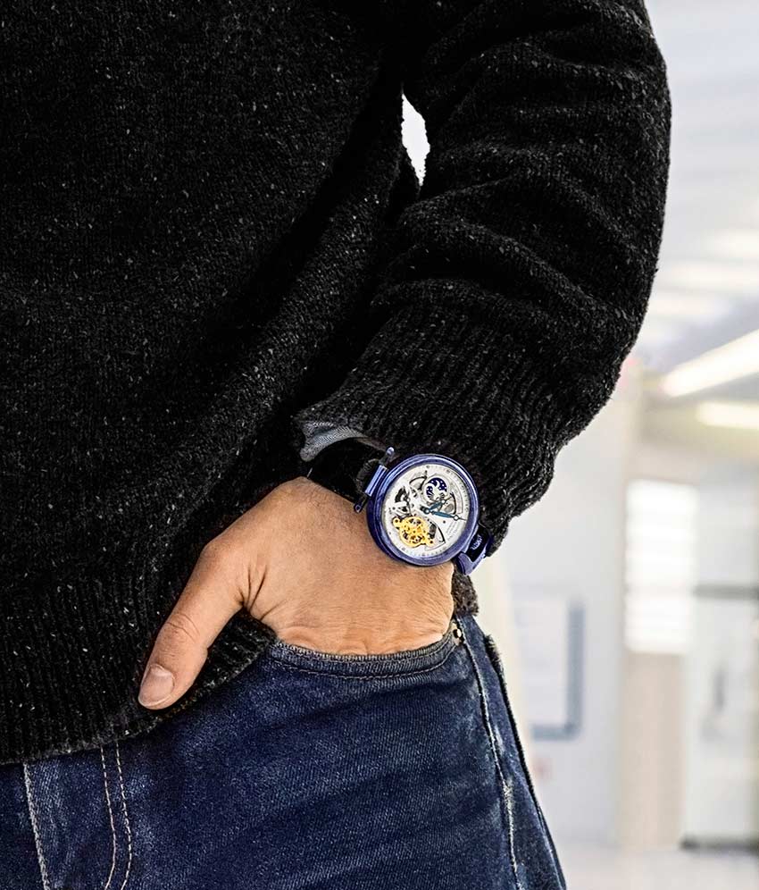 Silver Dial / Blue PVD Case / Black Band