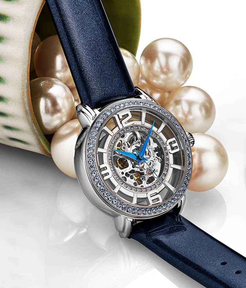 Winchester 3941.2 Automatic 38mm Skeleton with Sofia Frosted Bangle, Lily Polished Bangle and Studs