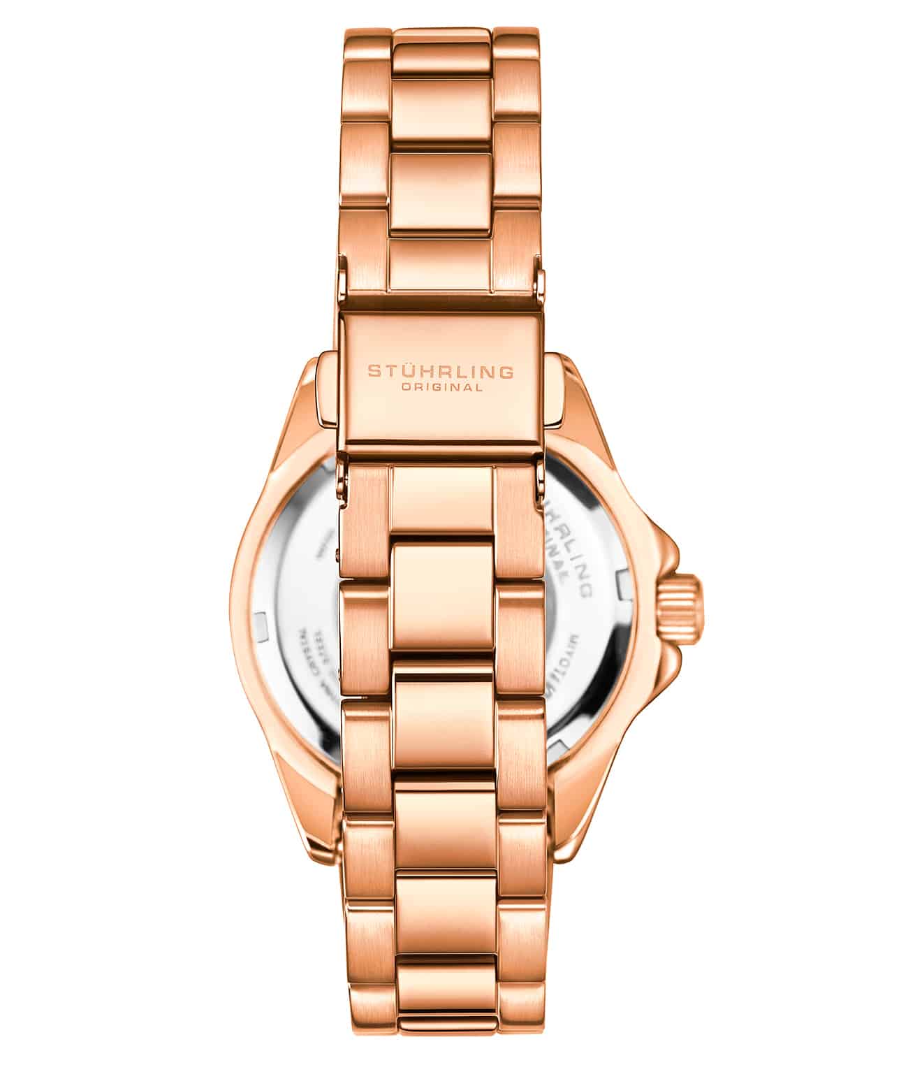 Black Dial / Rose Case / Rose Stainless Steel Bracelet Rose Gold Layered Deployant Buckle