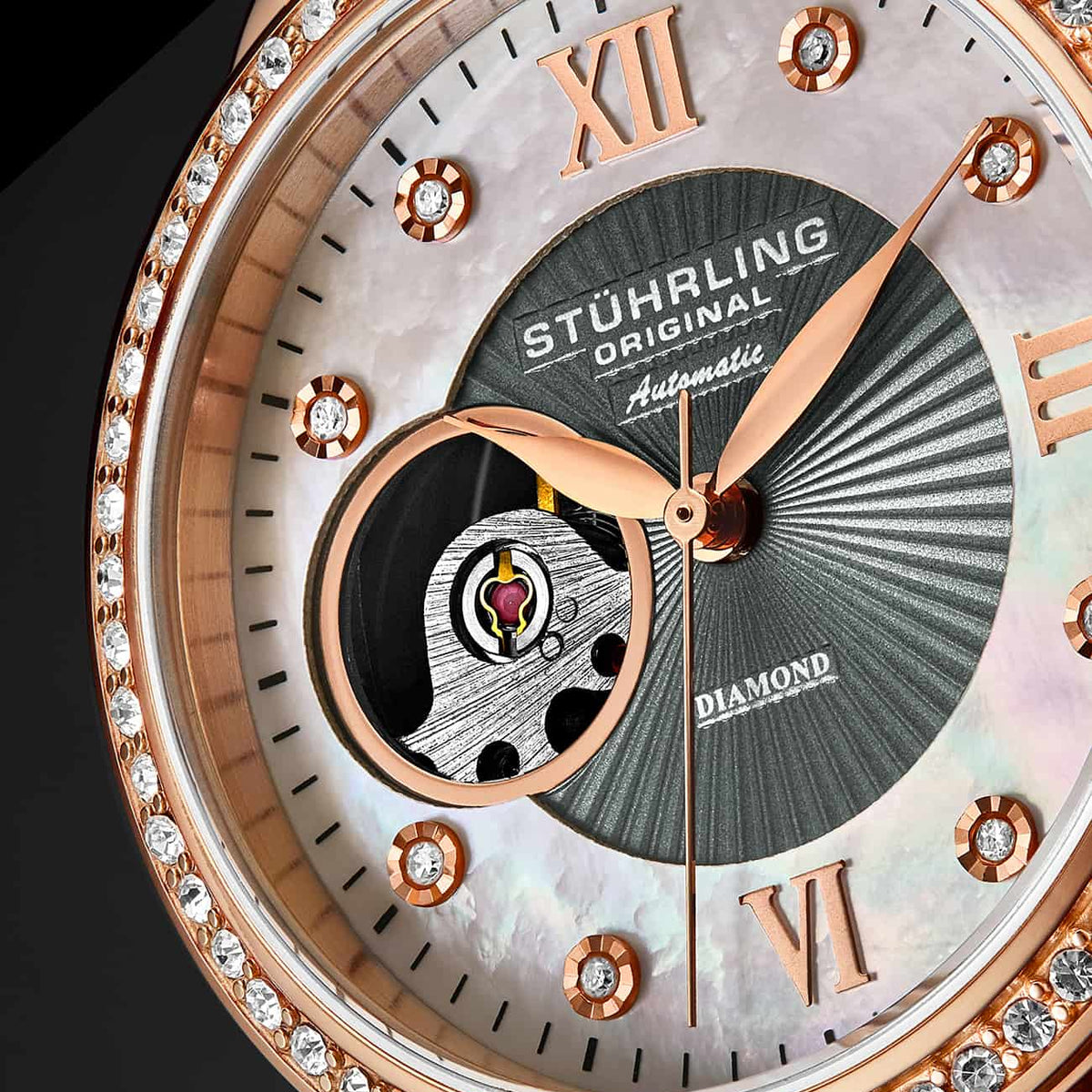 Silver Dial / Rose Case / Gun Metal Grey Band