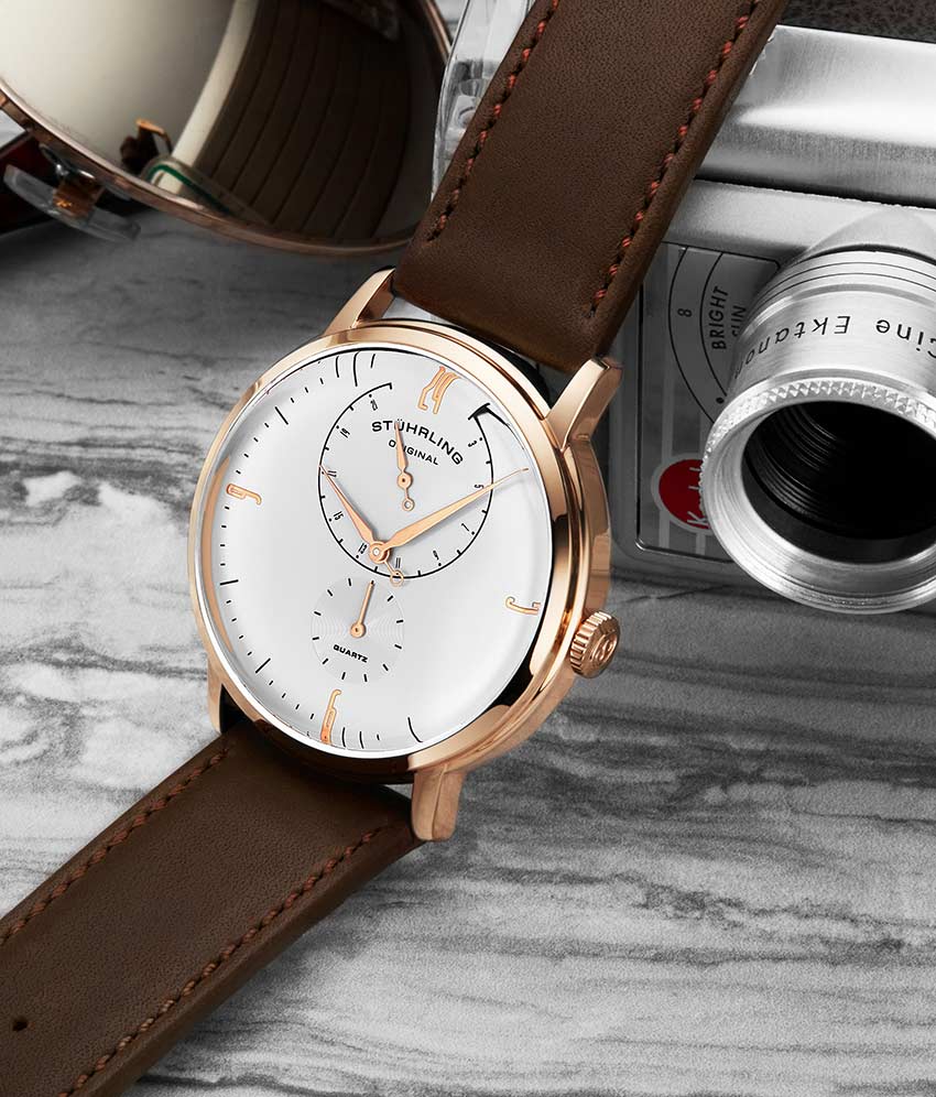 White Dial / Rose Case / Brown Band