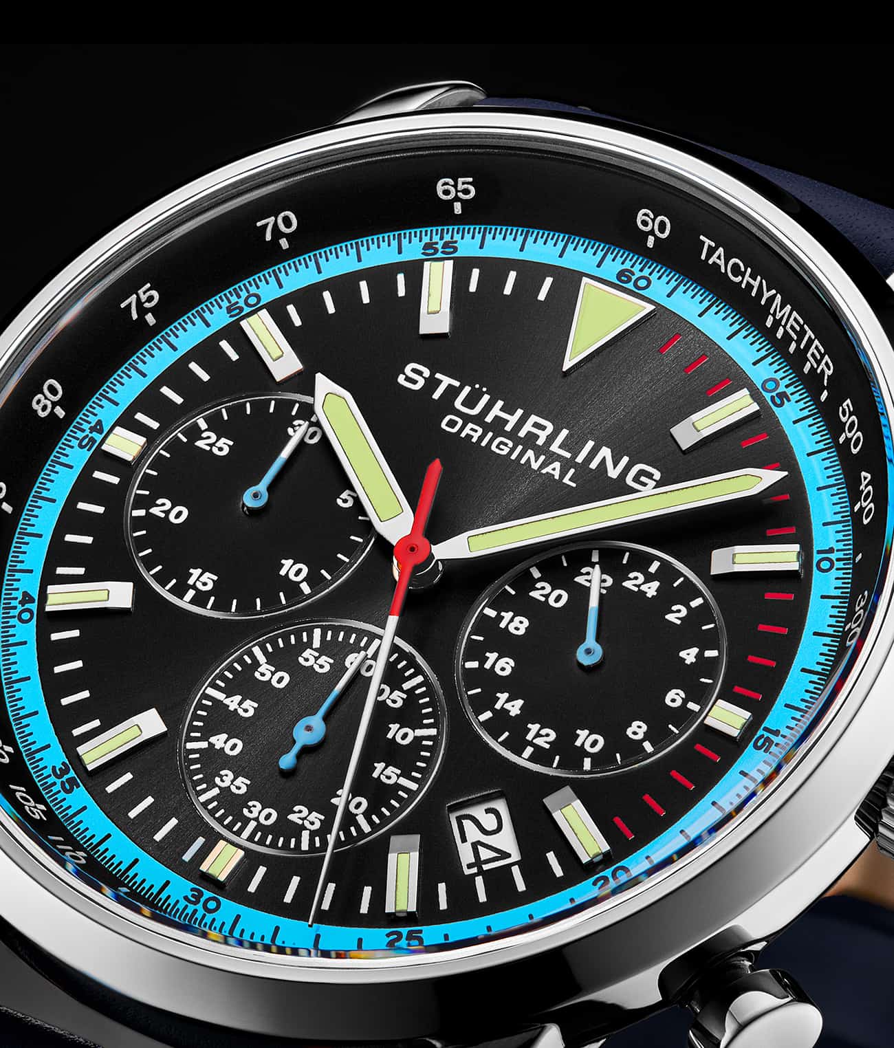 Black Dial / Silver Case / Blue Band