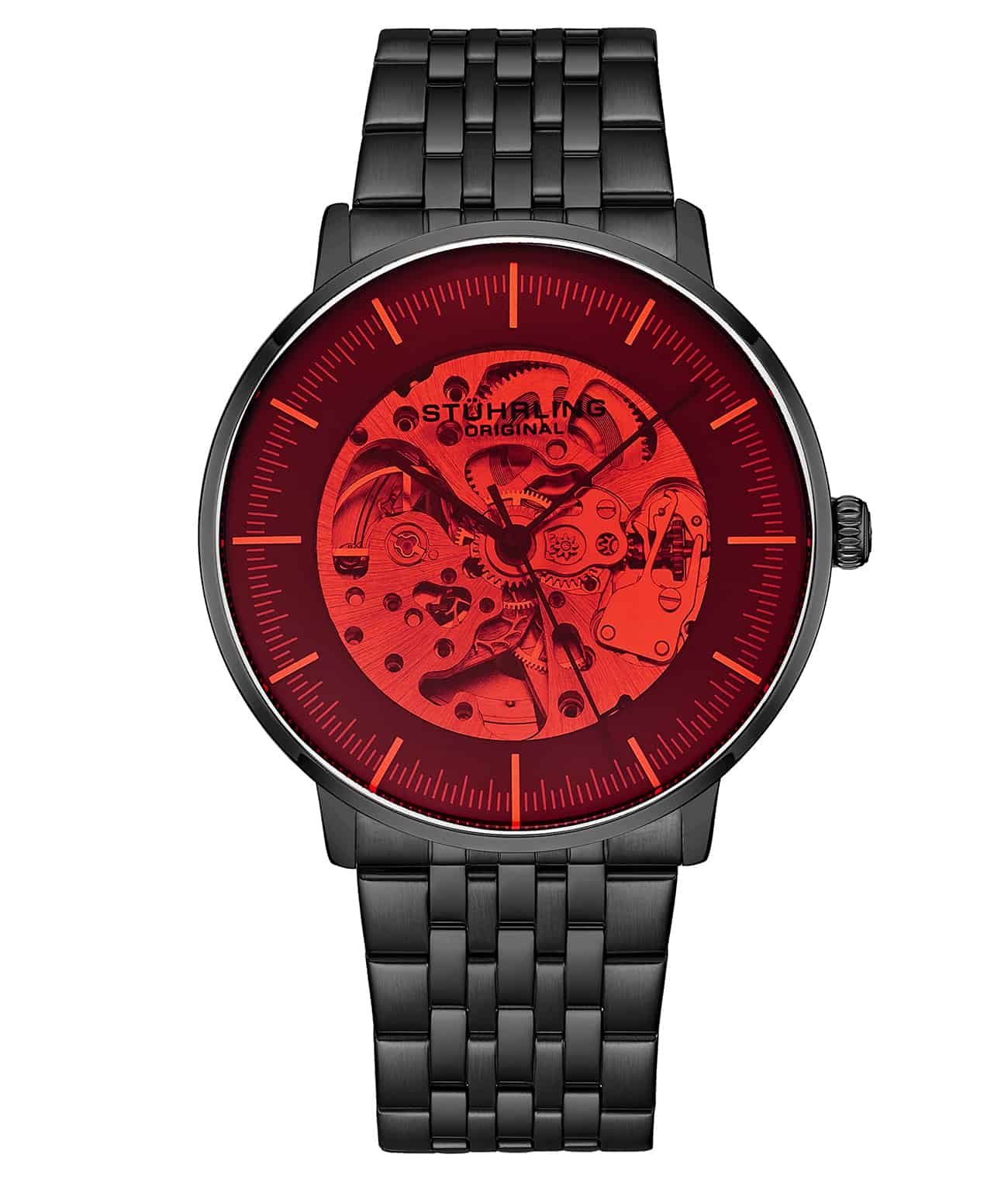 Red Dial / Black Case / Black Stainless Steel Bracelet Black Deployant Buckle