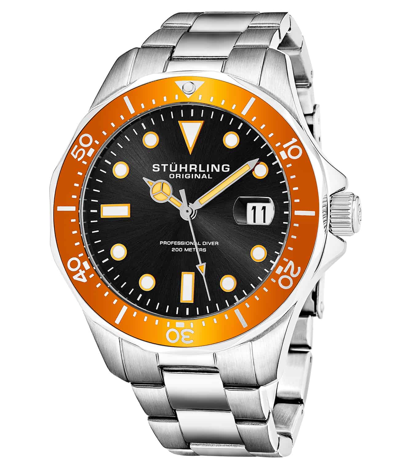 Black Dial / Silver Case / Silver Stainless Steel Bracelet Deployant Buckle 2