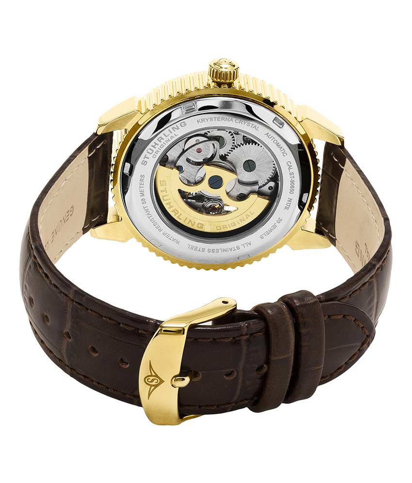 Silver Dial / Gold Case / Brown Leather Strap Tang Buckle