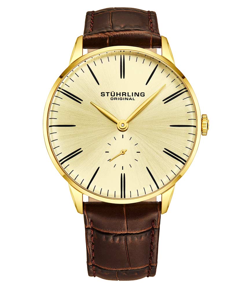 Champagne Dial / Gold Case / Brown Leather Strap Tang Buckle