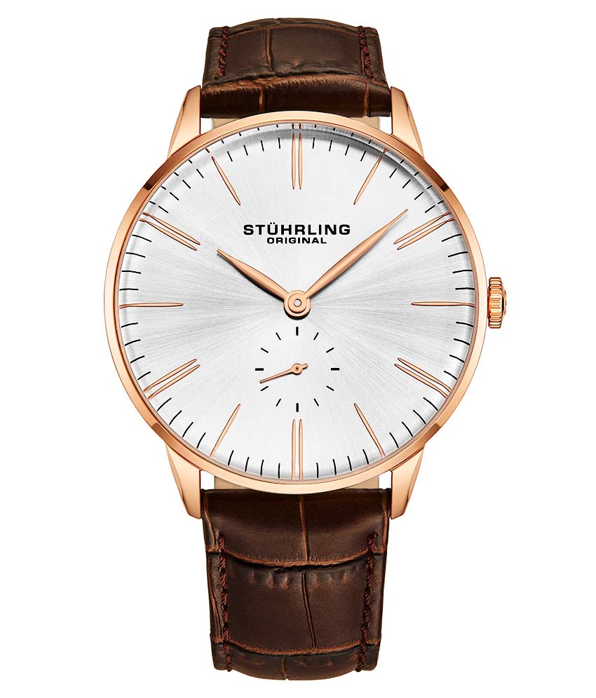 Silver Dial / Rose Case / Brown Leather Strap Tang Buckle