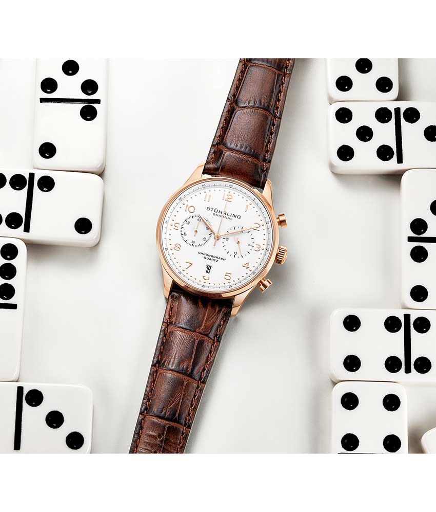 White Dial / Rose Case / Brown Band