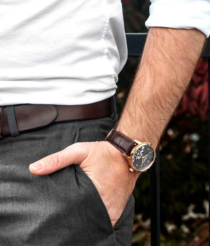 Grey Dial / Rose Case / Brown Band