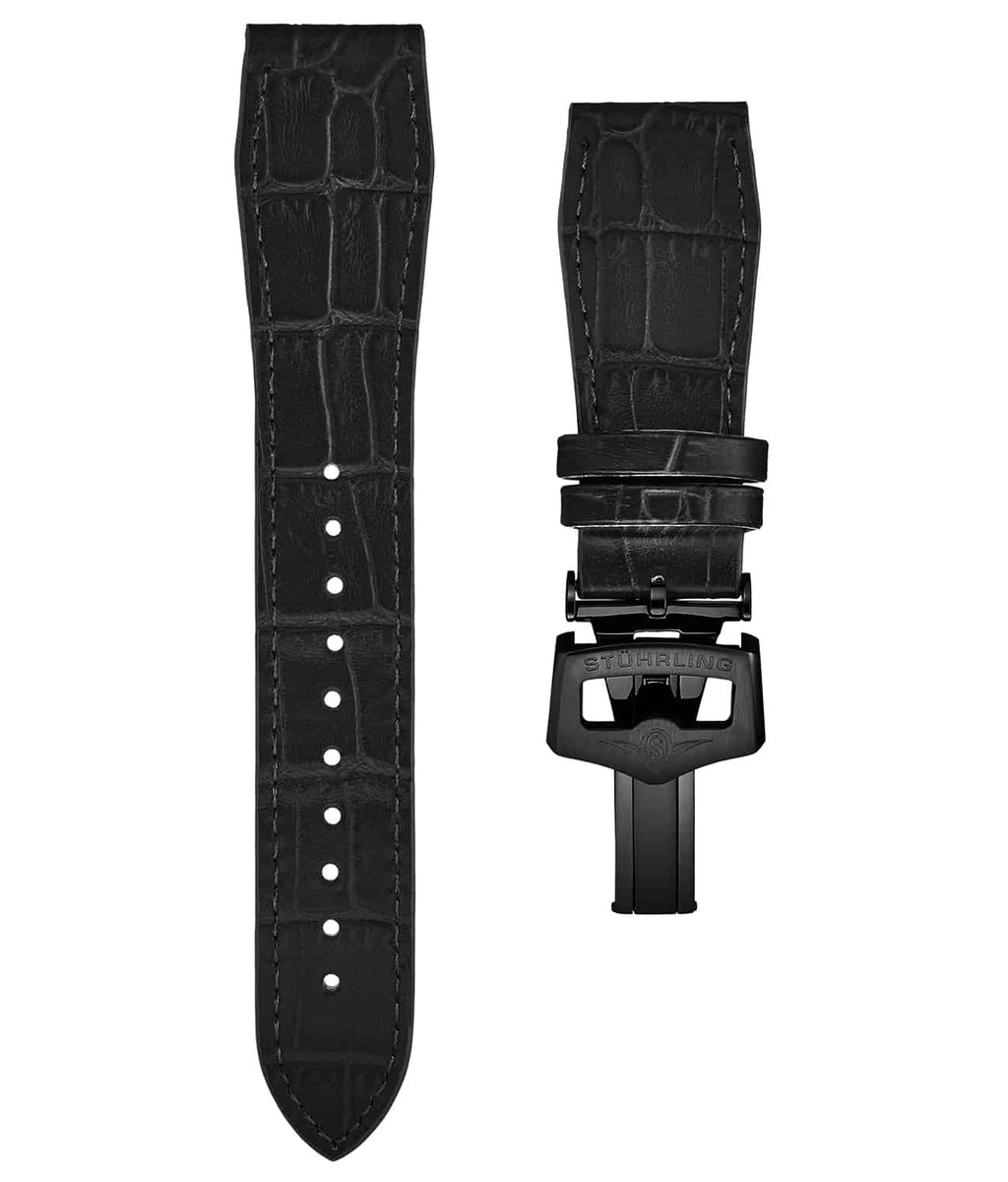 22mm Leather Strap with Stainless Steel Deployant Buckle