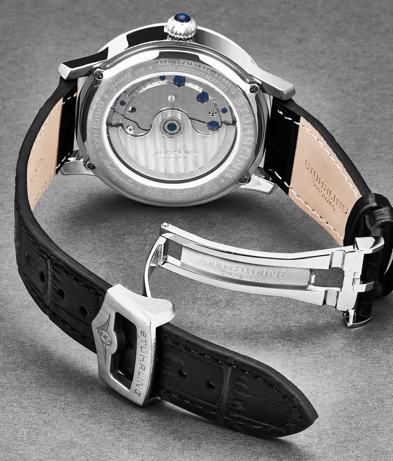 24mm Leather Strap with Stainless Steel Deployant Buckle
