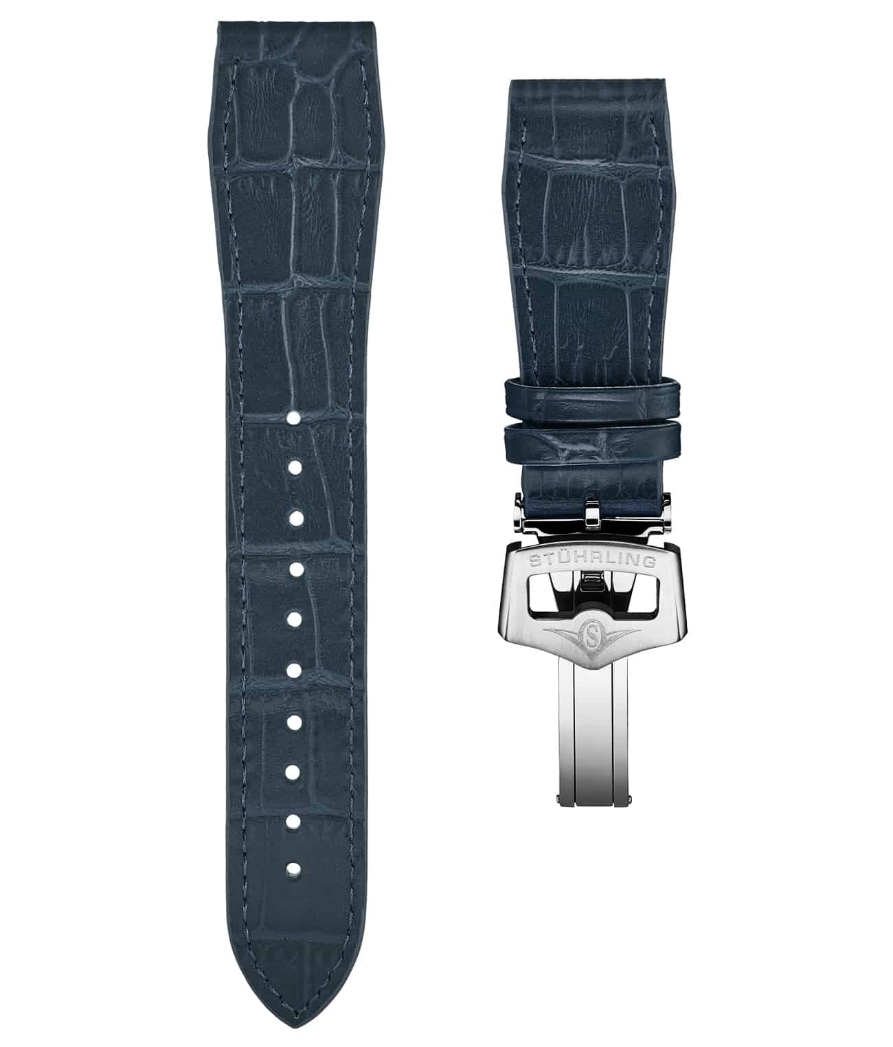 24mm Leather Strap with Stainless Steel Deployant Buckle
