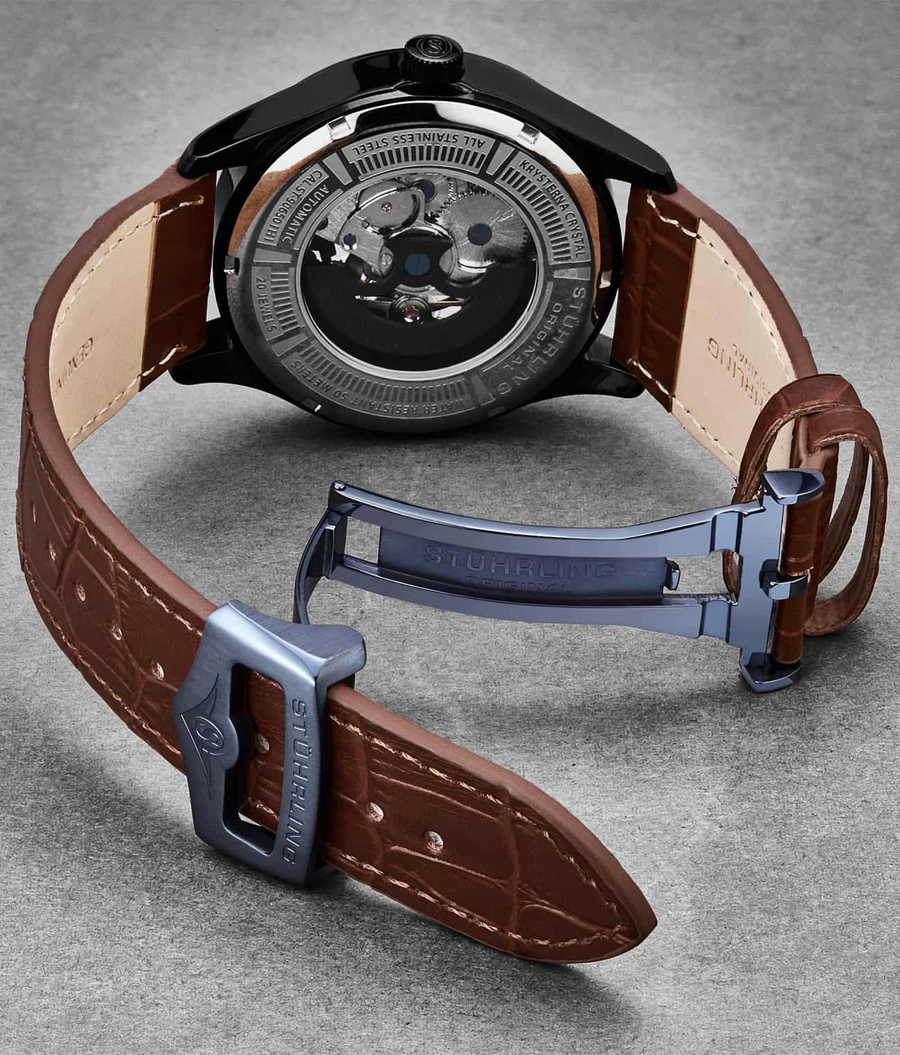 24mm Leather Strap with Stainless Steel Deployant Buckle