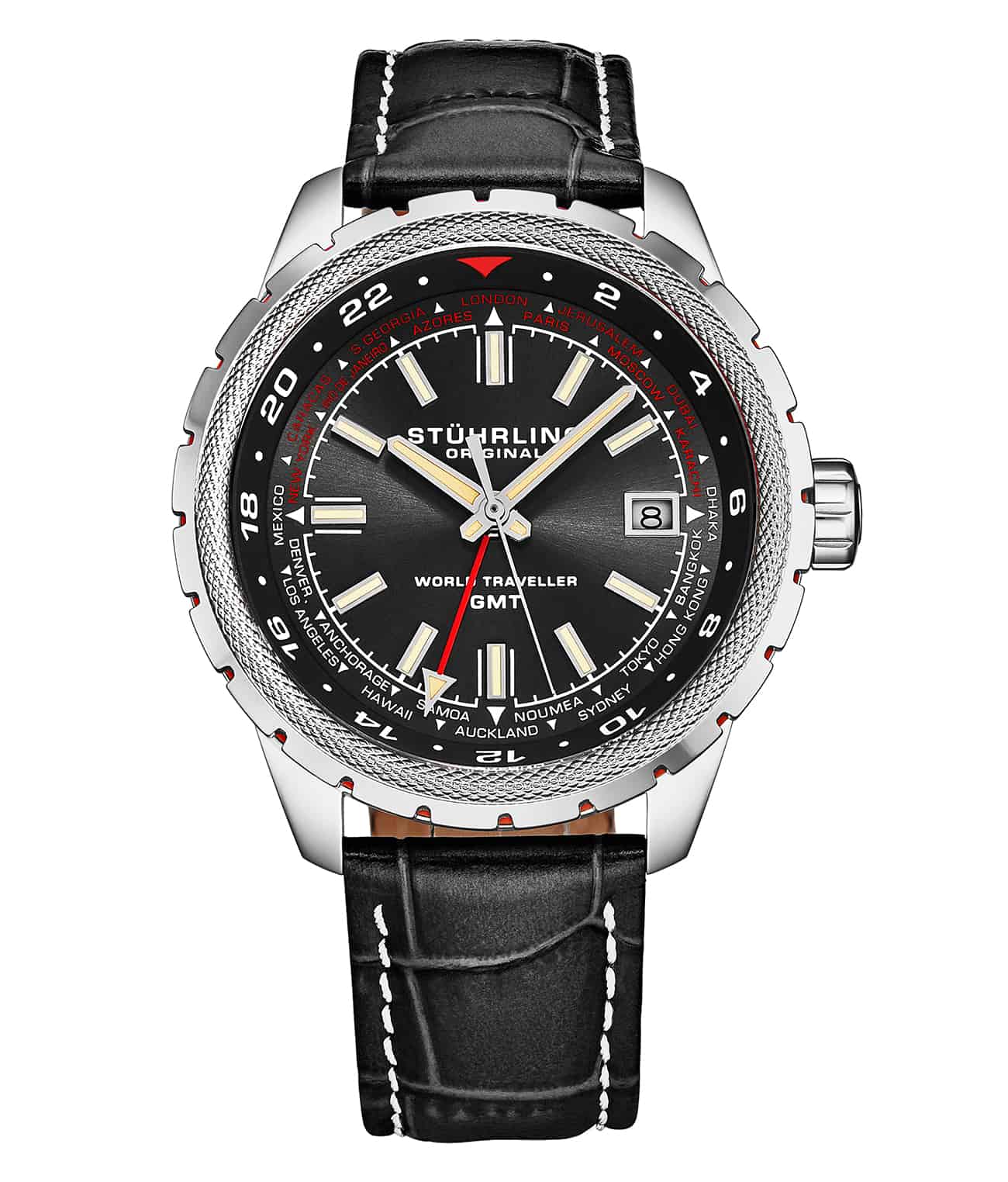 Global Voyager 1014 GMT 42mm World Timer Watch – Stührling