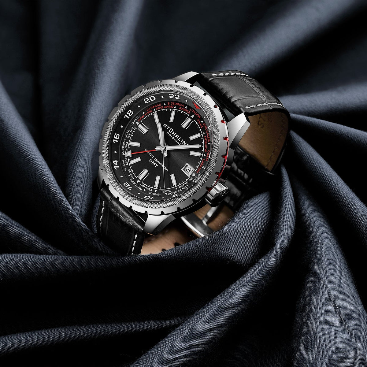 Stührling Global Voyager 1014 GMT 42mm World Timer Watch