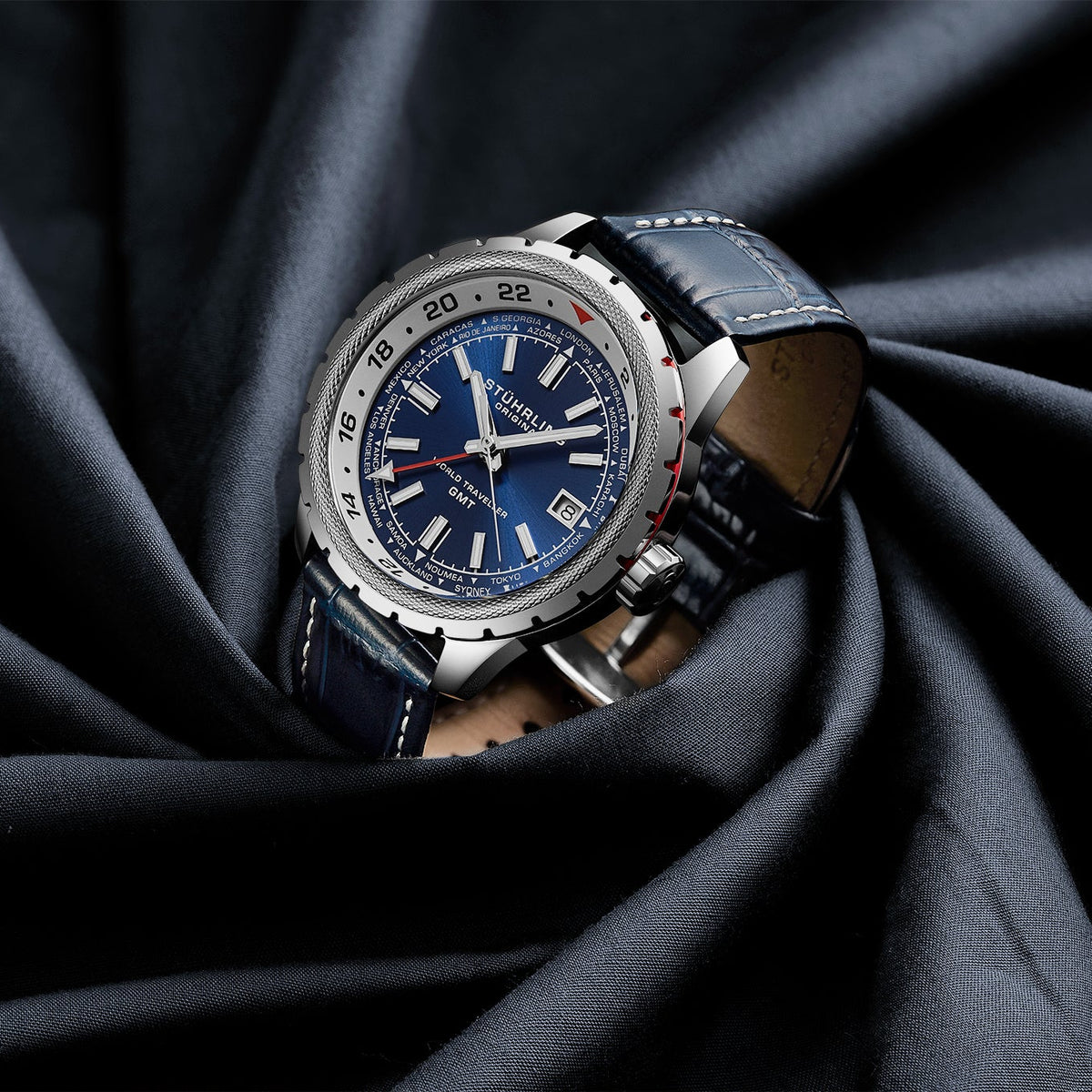 Stührling Global Voyager 1014 GMT 42mm World Timer Watch