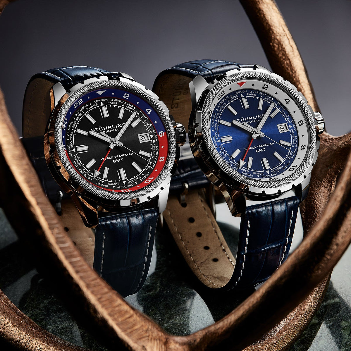Stührling Global Voyager 1014 GMT 42mm World Timer Watch