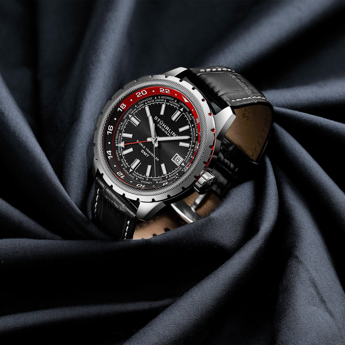 Stührling Global Voyager 1014 GMT 42mm World Timer Watch