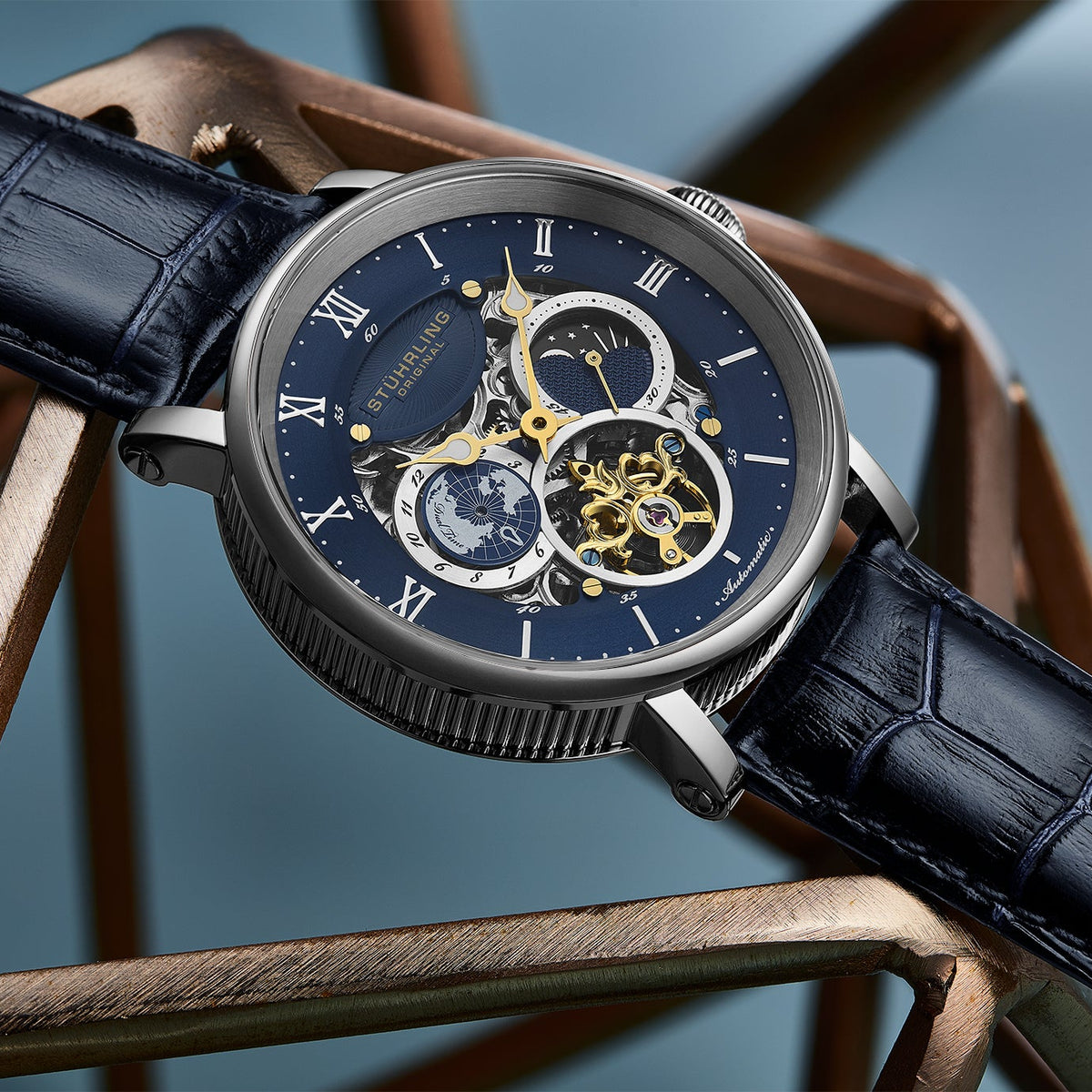 Stührling Dual Time Automatic Majestic 47mm Skeleton