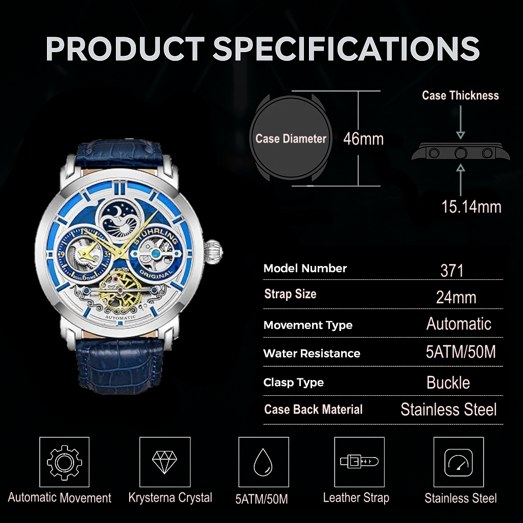 Luciano automatique 46 mm squelette
