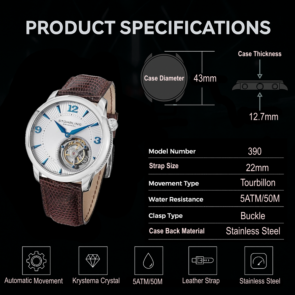Stührling Eclispe 390 43mm Limited Edition Tourbillon