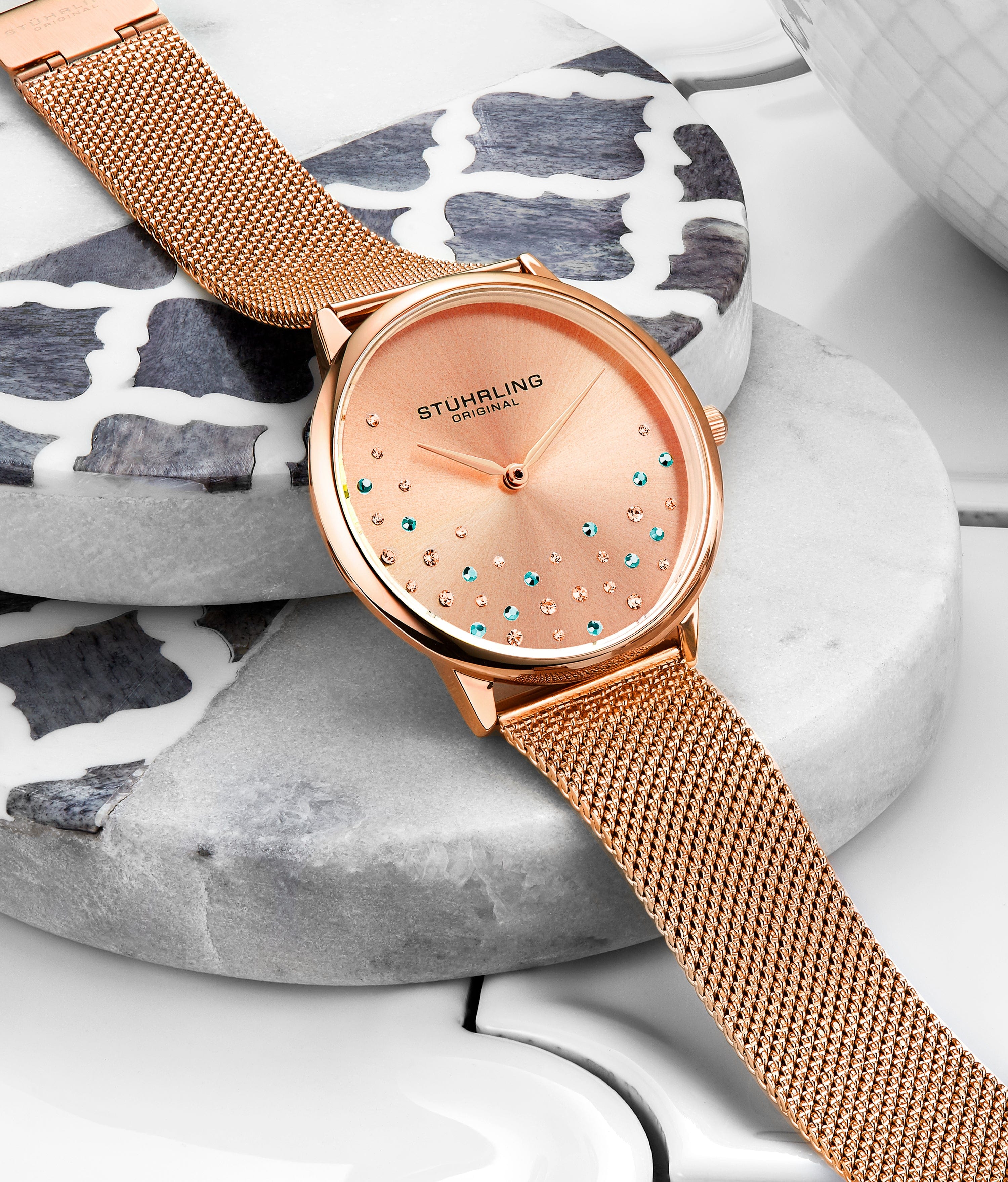 Stuhrling Women's Dorset Crystal-Accented Dress Watch with Stainless Steel Mesh Bracelet Japanese Quartz Watch Symphony 3928 Quartz 35mm Classic | Stührling