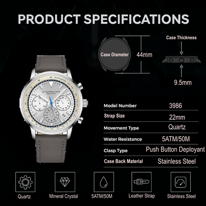 Montre Monaco chronographe avec tachymètre à quartz 3986L 44 mm