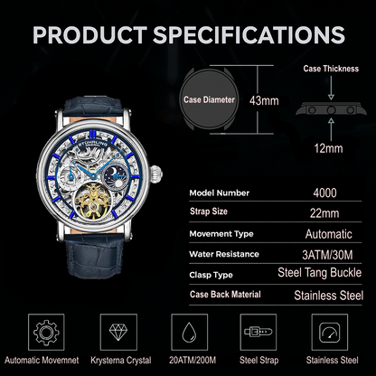 Macrocosm 4000 Automatic 43mm Skeleton with Dual Time