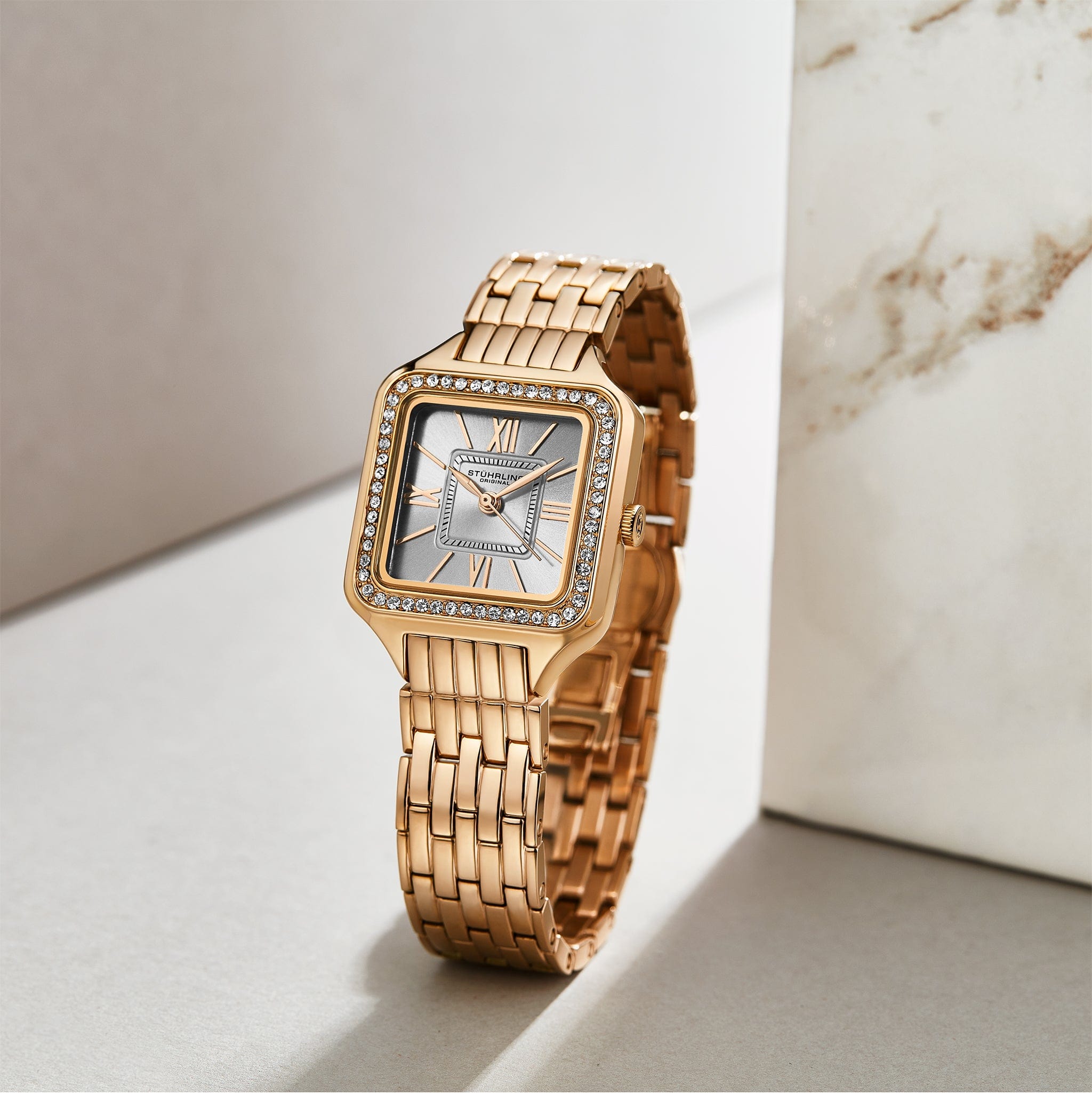 Stuhrling Women's Dorset Crystal-Accented Dress Watch with Stainless Steel Mesh Bracelet Japanese Quartz Watch Symphony 3928 Quartz 35mm Classic | Stührling