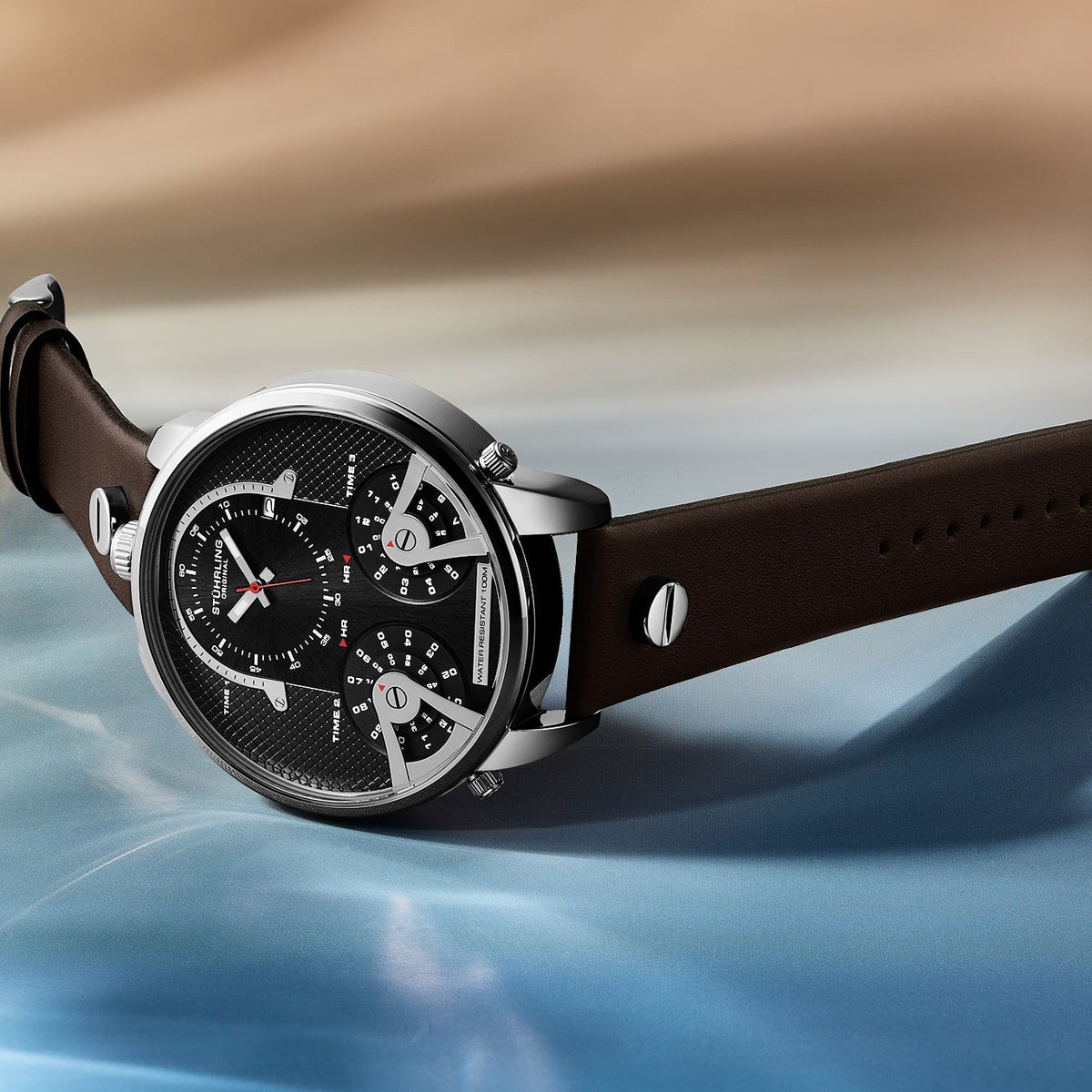 Stührling TerraTime Triple-Time  4051 Quartz 50mm