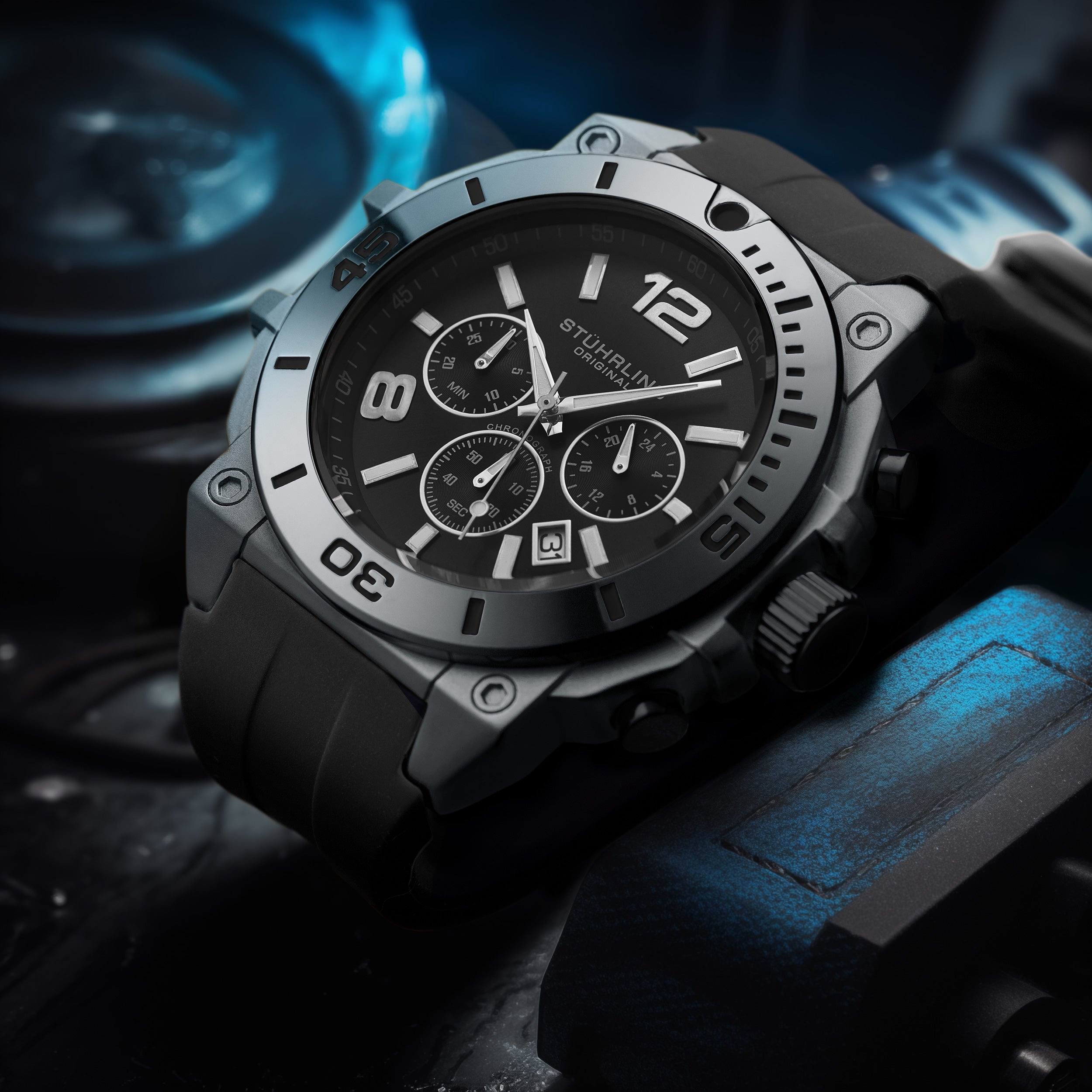 Stührling Spectra 4054 Japanese Quartz Chronograph 50mm Watch