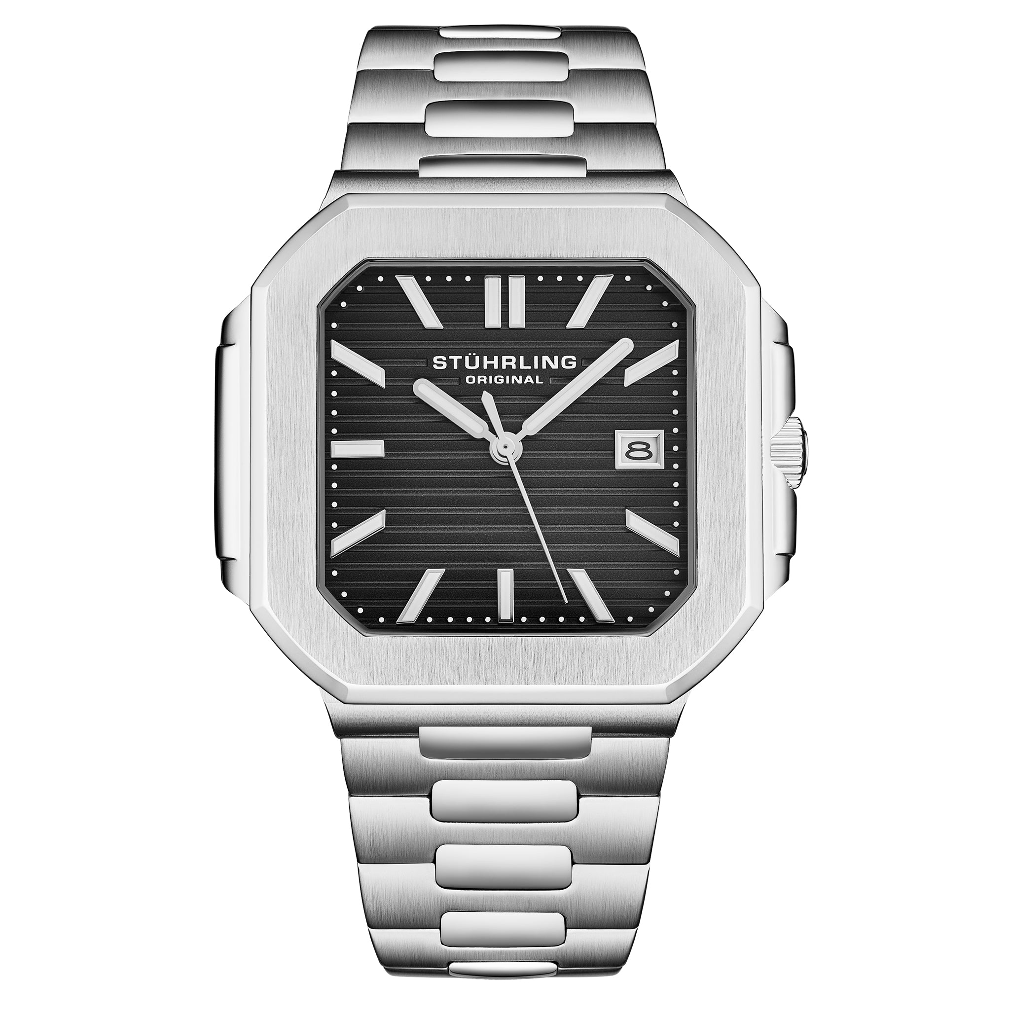 Stuhrling Modulus 4064 Men's 44mm Square Quartz Watch with Sunray Dial